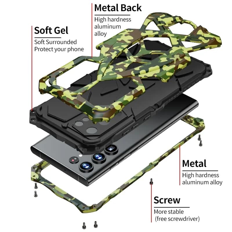 Lunivop Heavy Duty Metal Camouflage Case for Samsung Galaxy S22 Ultra (6.8 inch) | SGS-Tested Drop Protection thumbnail 8