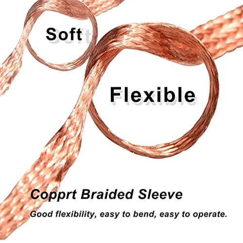 QuQuyi Copper Braided Ground Strap 3m (9.84ft) x 12mm (1/2") Flat Tinned Copper Wire | Flexible Bonding Connector for Grounding & Shielding thumbnail 6
