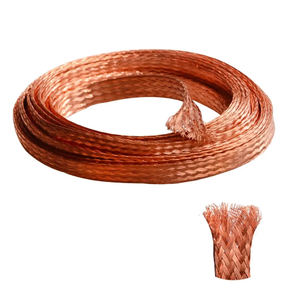 QuQuyi Copper Braided Ground Strap 3m (9.84ft) x 12mm (1/2") Flat Tinned Copper Wire | Flexible Bonding Connector for Grounding & Shielding