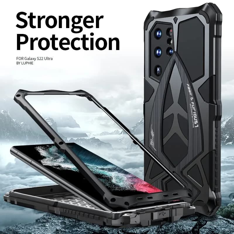 Lunivop Heavy Duty Metal Case for Samsung Galaxy S22 Ultra (6.8 inch) | Military Grade Protection thumbnail 7