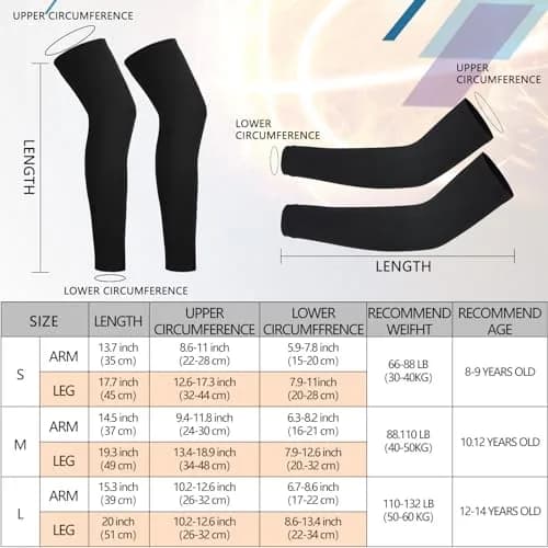 Geyoga Kids Compression Arm and Leg Sleeves Medium | Support & Sun Protection thumbnail 3