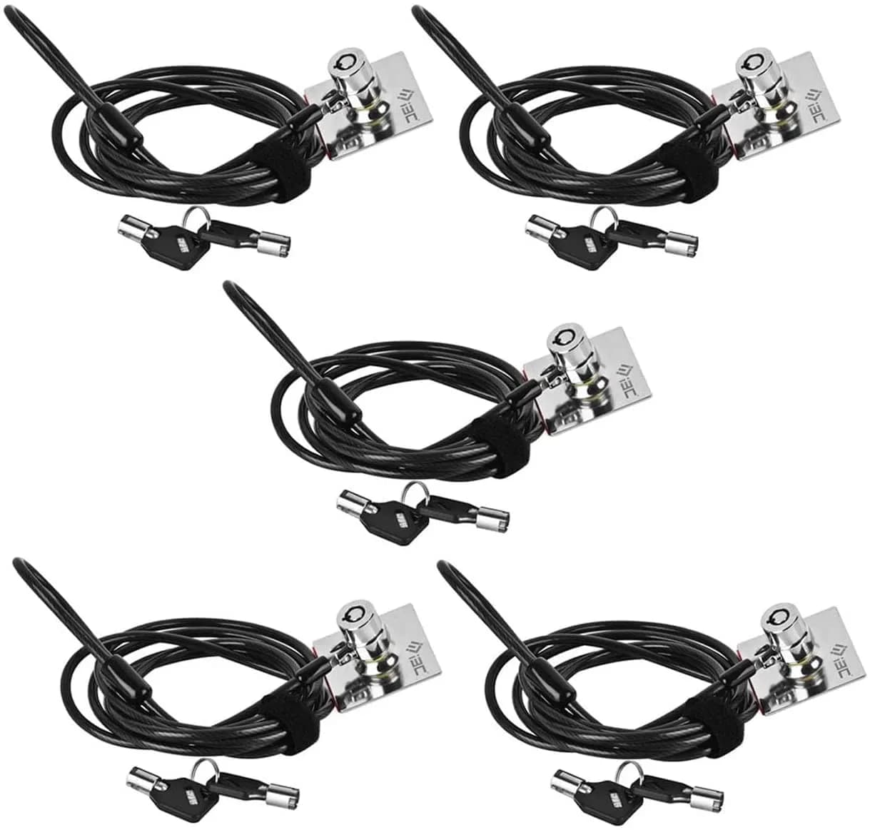 I3C Security Cable Lock 6.5ft with Anchor Plate, 5-Pack | Anti-Theft Combination Lock for Laptops, Tablets, Phones