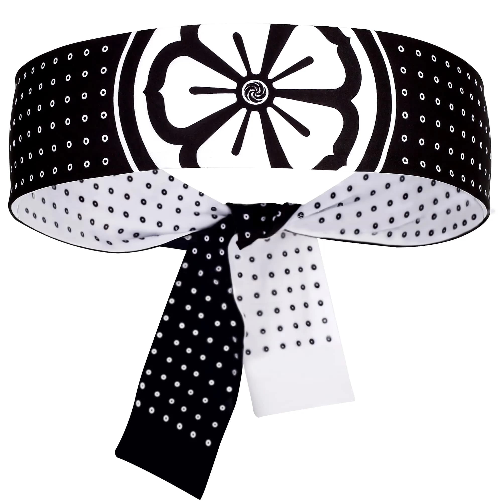 5Chaos Japanese Dragon Headband Hachimaki 5.8cm (2.3" W) x 96.5cm (38" L) | Reversible Bushido Head Wrap for Karate Cosplay Kitchen Chef Ninja Samurai Party Festival — Tornado Karate
