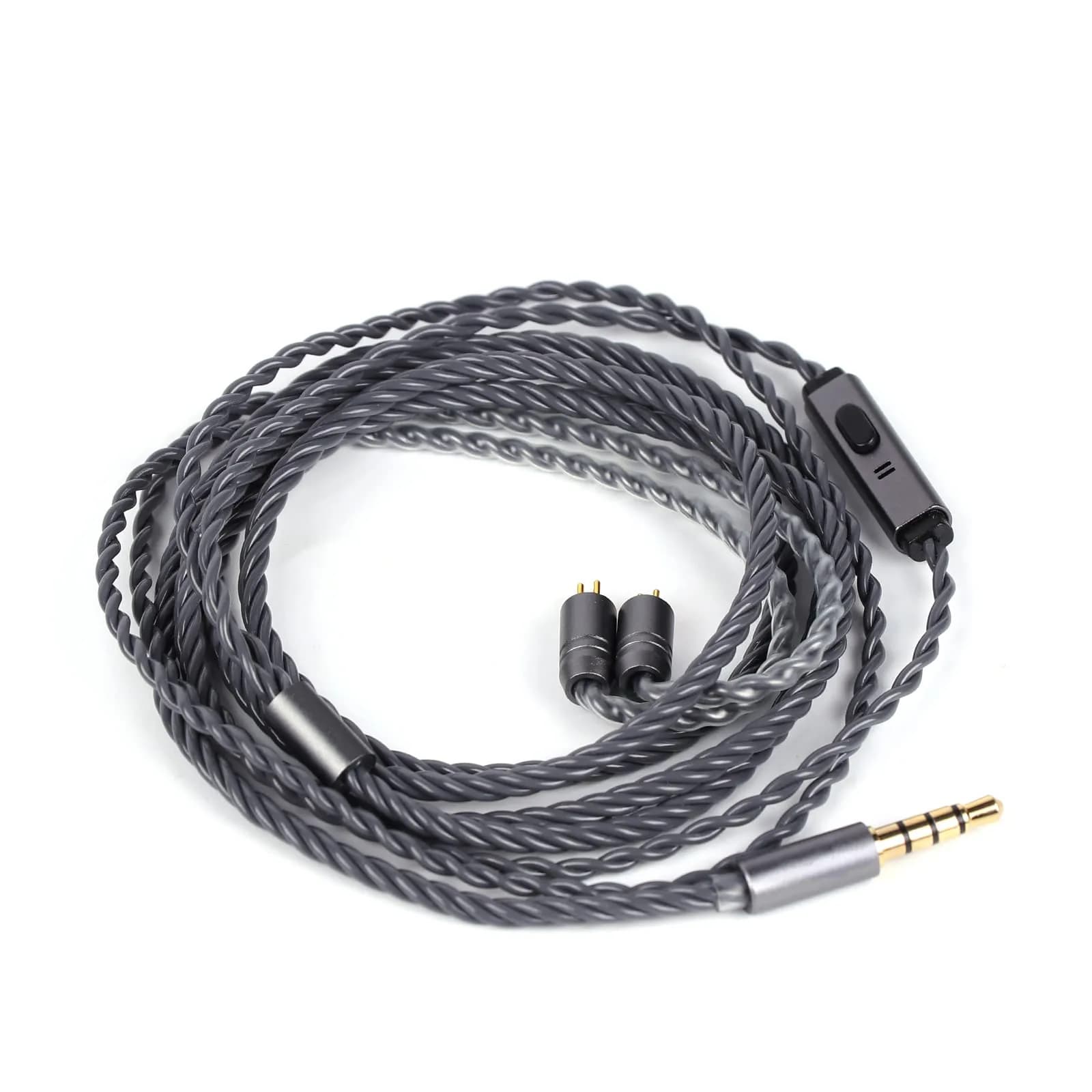 Linsoul Tripowin Grace Silver-Plated OFC Earphone Cable w/Mic | 1.25M, 3.5mm Plug, 2Pin, Microphone - main product image