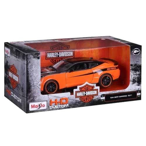 Maisto 1:24 H-D Custom - 2017 Chevrolet Camaro ZL1,Black/Orange | Diecast Model Car for Collectors thumbnail 9