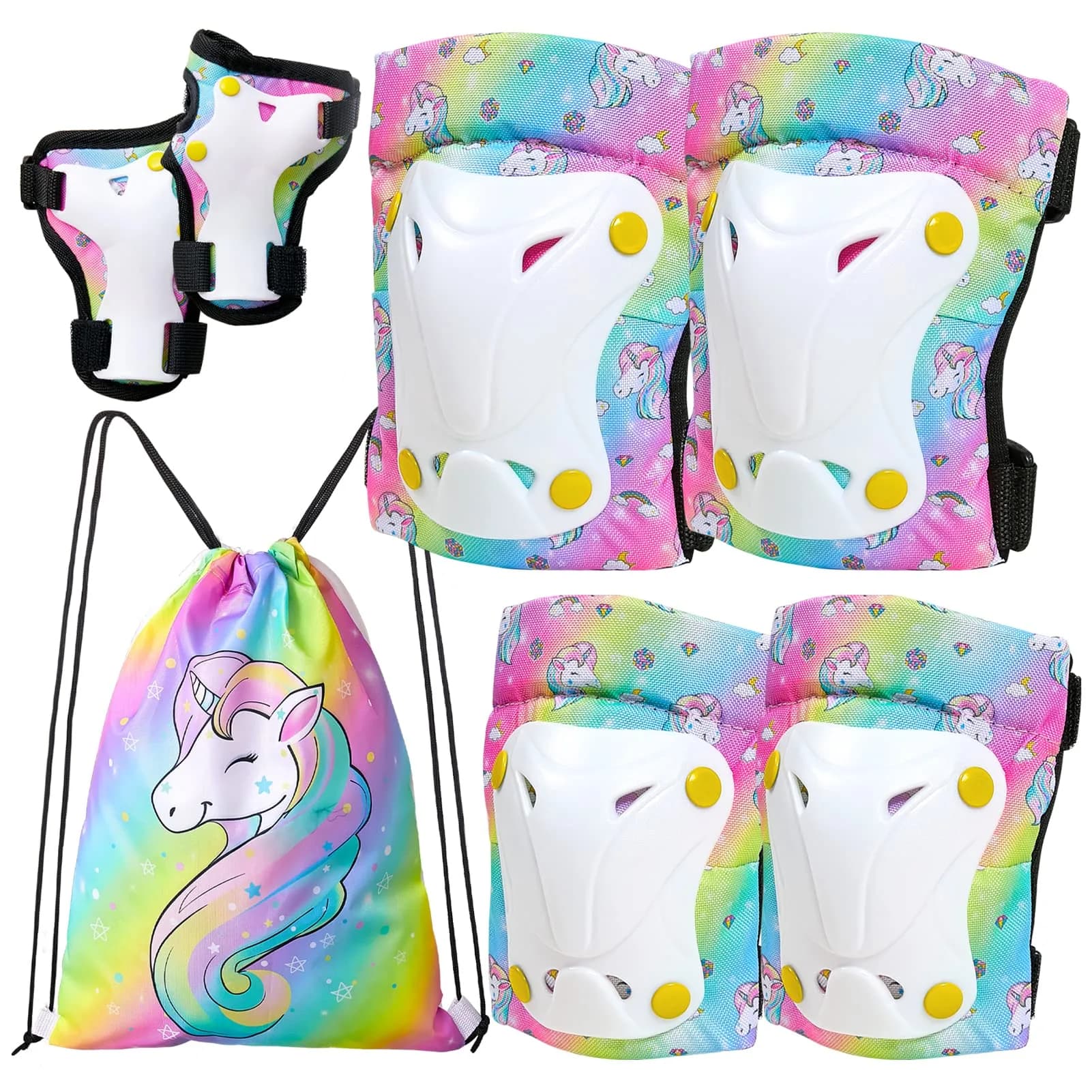 FIODAY Kids Protective Gear Set Medium (Rainbow) | Skateboarding, Cycling, Roller Skating — A Rainbow