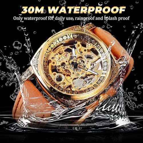 FORSINING Square Luxury Retro Mechanical Watch for Men | Automatic Self-Wind Skeleton Dial 42mm Case thumbnail 5