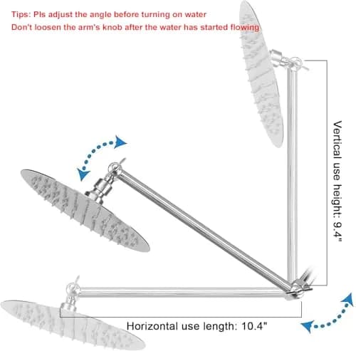 NearMoon Adjustable Shower Arm 11 Inch Brushed Nickel | Universal Connection, Anti-Leak, Easy Install thumbnail 6