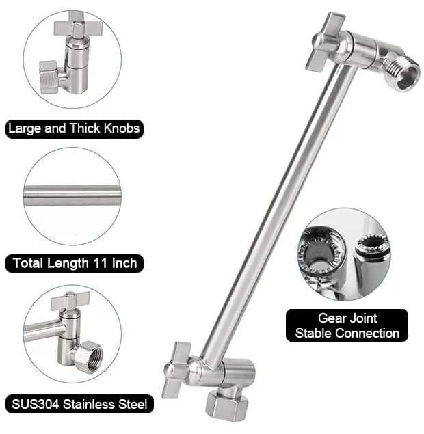 NearMoon Adjustable Shower Arm 11 Inch Brushed Nickel | Universal Connection, Anti-Leak, Easy Install thumbnail 3