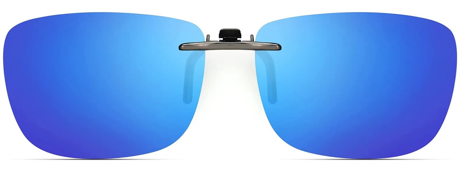 CAXMAN Polarized Clip On Sunglasses for Prescription Glasses Men & Women | Compact Fit, Non Flip Up, Extra Large, Red Mirrored Lens — Blue Mirrored