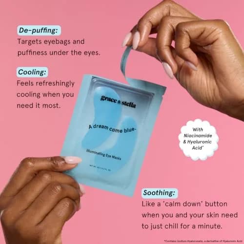 grace & stella Award Winning Under Eye Mask 24 Pairs, Blue | Vegan & Paraben-Free Gel Eye Patches for Dark Circles & Puffy Eyes thumbnail 3