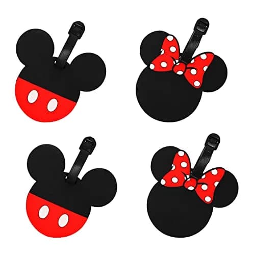 Disney Mickey Mouse and Minnie Mouse Luggage Tags PVC 4-Piece | Fun Travel Accessories for Kids & Adults thumbnail 1