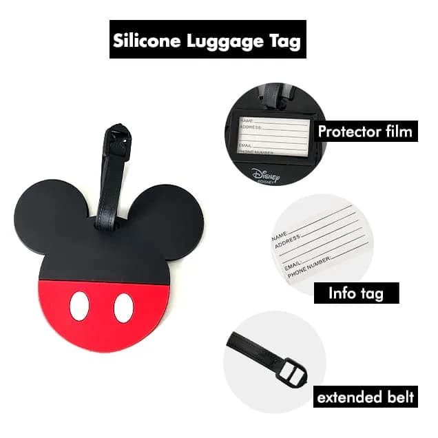 Disney Mickey Mouse and Minnie Mouse Luggage Tags PVC 4-Piece | Fun Travel Accessories for Kids & Adults thumbnail 9