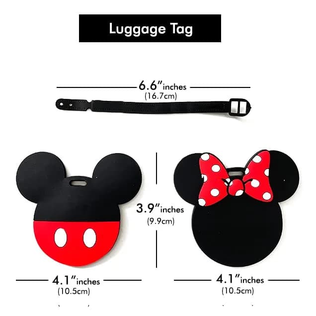 Disney Mickey Mouse and Minnie Mouse Luggage Tags PVC 4-Piece | Fun Travel Accessories for Kids & Adults thumbnail 12