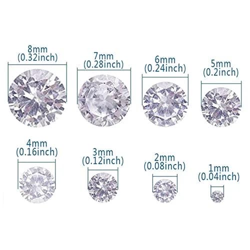 Jaydis Clear Cubic Zirconia Stones 160pcs (1mm-8mm) | Faceted Round Gems for Jewelry Making thumbnail 2