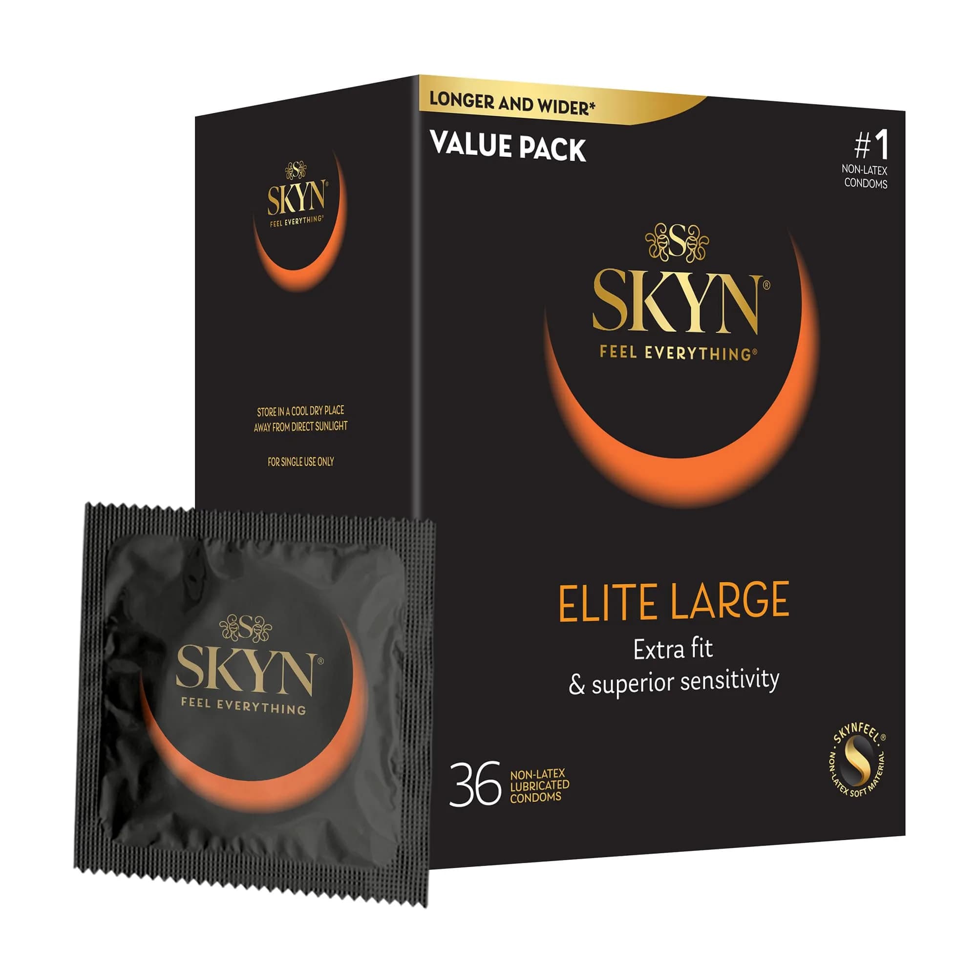 SKYN Elite Large Ultra-Thin Lubricated Condoms, 36 Count | Latex-Free Polyisoprene for Enhanced Sensitivity
