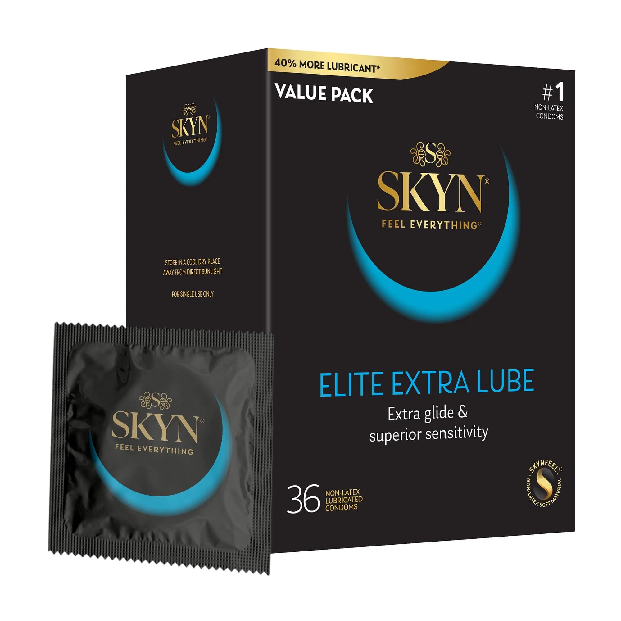 SKYN Elite Extra Lube Condoms - 36 Count - Ultra-Thin, Lubricated Latex-Free Condoms