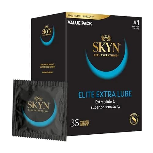 SKYN Elite Extra Lube Condoms - 36 Count - Ultra-Thin, Lubricated Latex-Free Condoms thumbnail 1