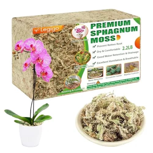 Legigo 2.2LB Sphagnum Moss for Plants | Natural Long Fibers Orchid Moss, 40QT thumbnail 1
