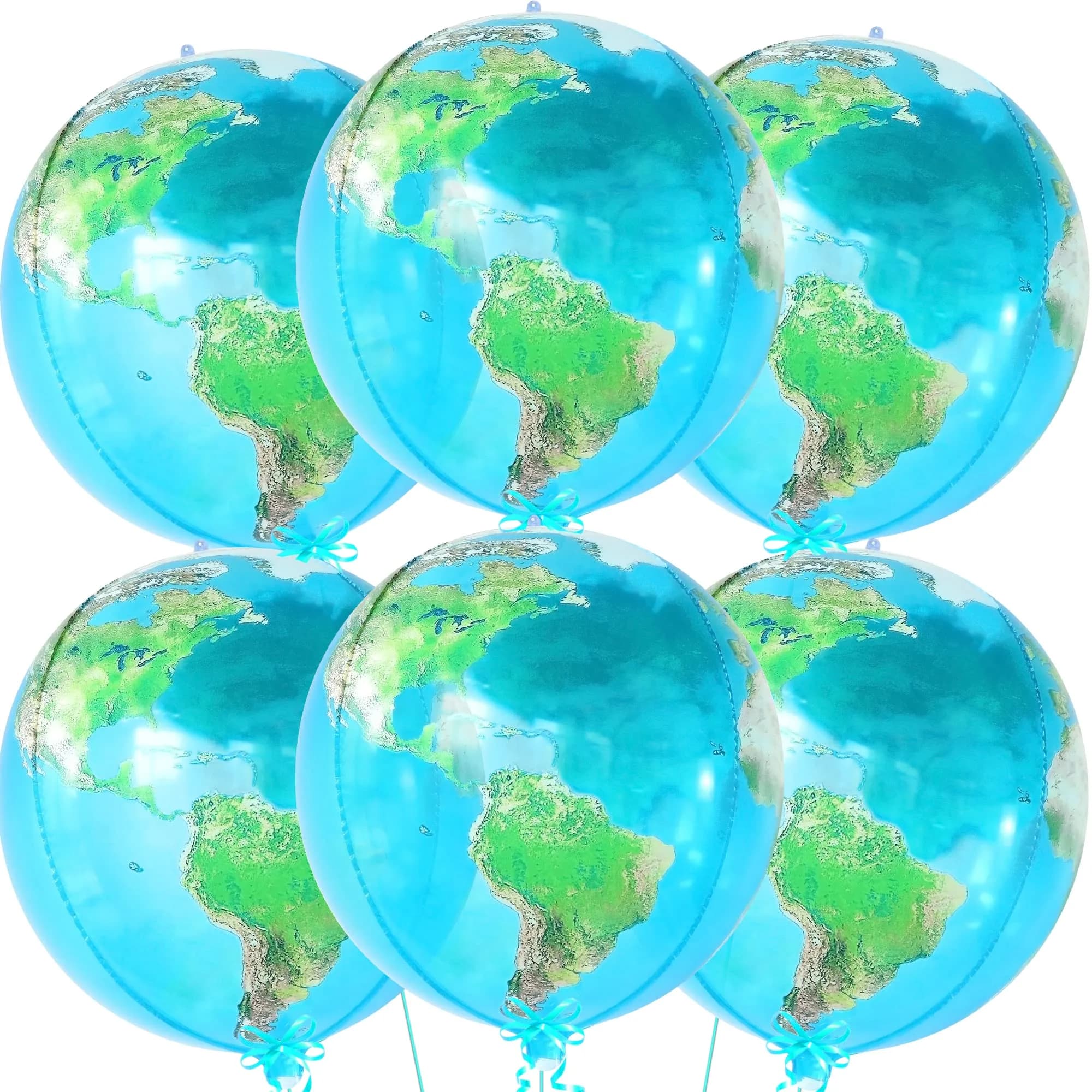 KatchOn 22 Inch Globe Balloons for Globe Decorations - Pack of 6 | Helium Supported Mylar Foil Balloons — Globe Balloons