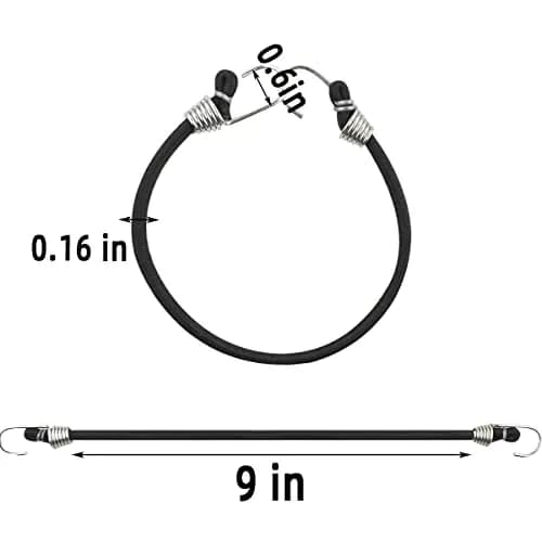 yuntop Black 15 Pack Bungee Cords 11 Inch | Heavy Duty Elastic Straps for Outdoor & Camping thumbnail 6