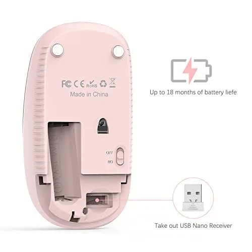 Unipows Wireless Mouse Pink | 2.4G Slim Portable Computer Mouse, Ambidextrous thumbnail 5