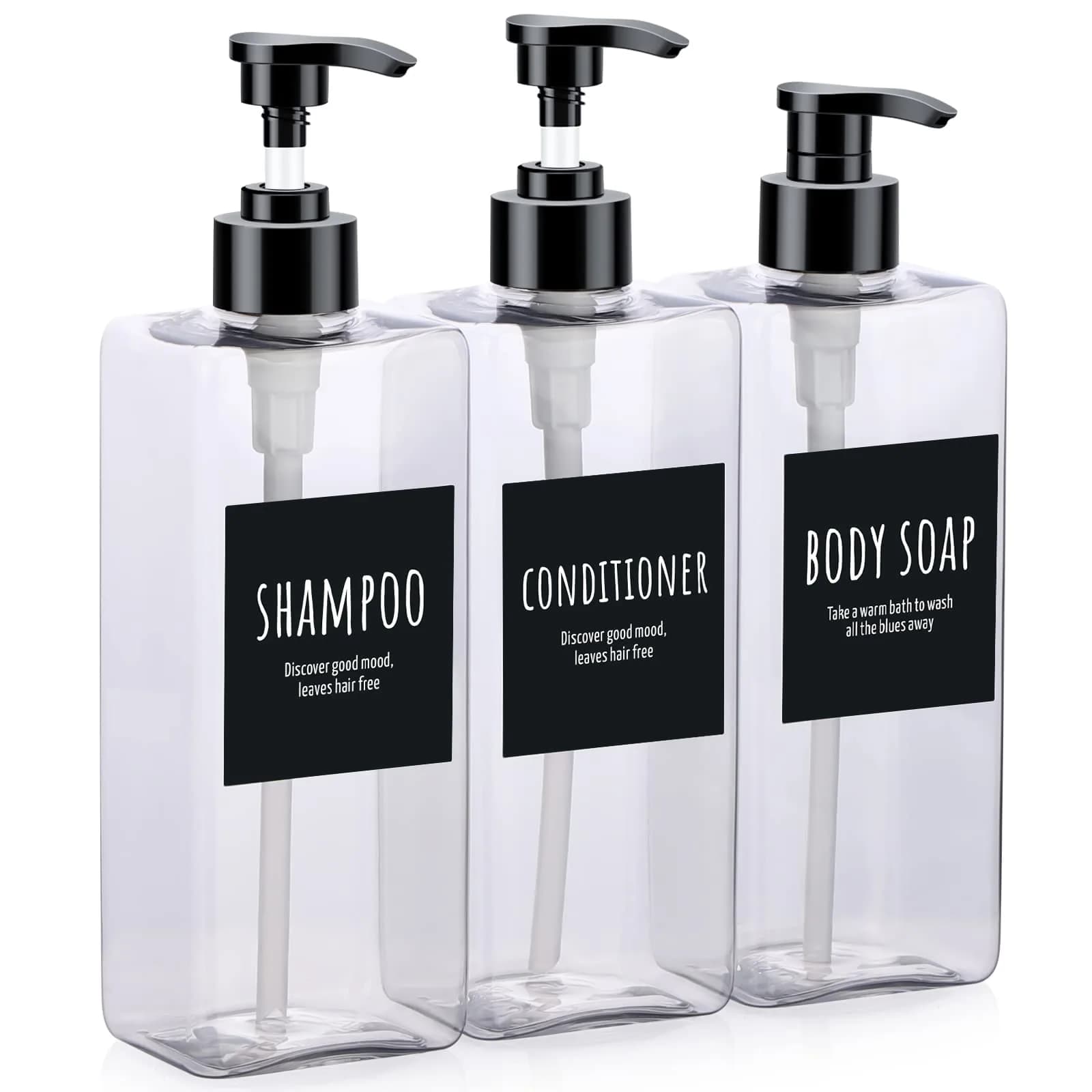 Segbeauty 3-Piece 500ml Pump Dispenser Set | Leak-Proof & Refillable for Bathroom & Travel — Clear / 500ml
