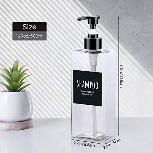 Segbeauty Clear 3pcs Pump Dispenser 500ml (16.9oz) | Refillable PET Plastic Bottles for Shampoo, Conditioner, Body Wash thumbnail 6