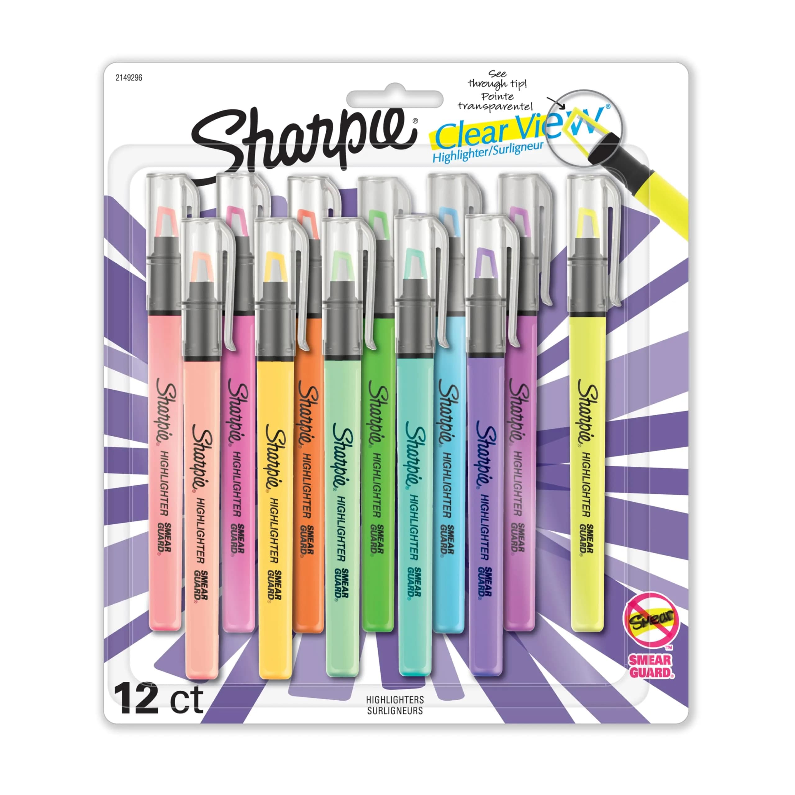 Sharpie Clear View Highlighters, Assorted Colors, 12 Count | See-Through Chisel Tip for Precise Highlighting