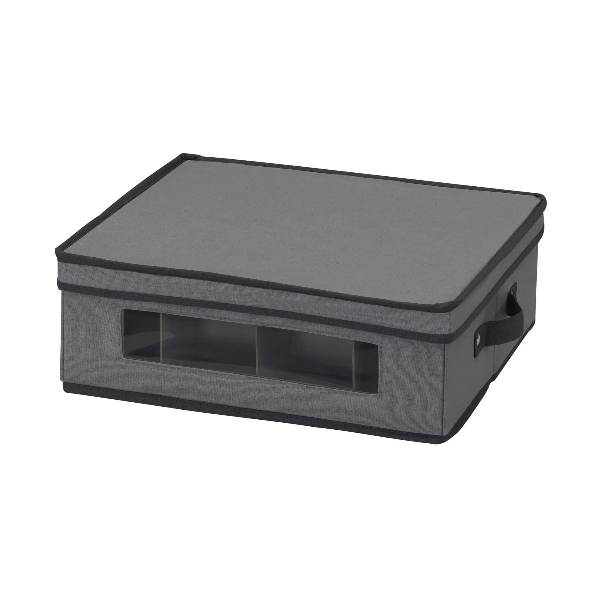 Household Essentials Gray Storage Box with Window & 12 Compartments | 37cm L x 43cm H x 5cm W - main product image