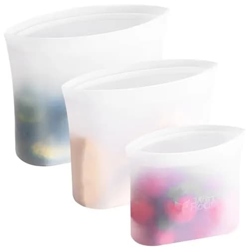 Winrock Reusable Silicone Food Storage Bags 3 Pack | Microwave & Dishwasher Safe, BPA Free, Stand Up Zip Containers (51oz, 34oz, 17oz) thumbnail 1