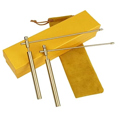 Yuepin Gold 2PCS Solid Copper Dowsing Rods with Brass Handles | Detect Water, Gold, Lost Items, Ghost Hunting thumbnail 1