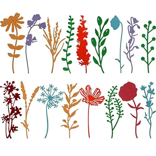 Patelai 17 Pieces Wildflower Metal Cutting Dies 4.25in x 4.13in | Elegant Flower & Leaf Shapes for Scrapbooking thumbnail 1