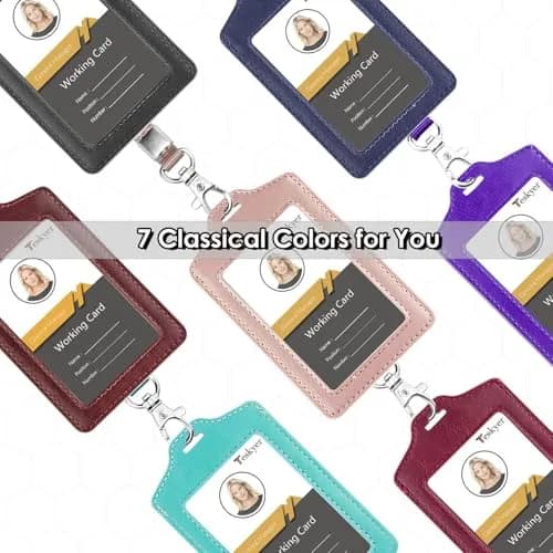 Teskyer Badge Holder with Lanyard | Double-Sided Clear ID Card Holder, Black, 2 Pack, 2.7" x 4.5" thumbnail 7