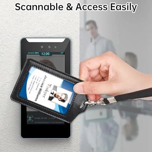 Teskyer Badge Holder with Lanyard | Double-Sided Clear ID Card Holder, Black, 2 Pack, 2.7" x 4.5" thumbnail 3