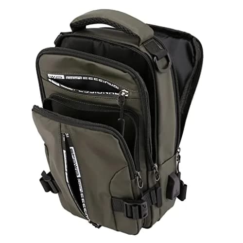 Hebetag Nylon Casual Sling Bag Backpack Handbag for Men Travel Outdoors Sports Hiking Crossbody Chest Pack Shoulder Pouch Multipurpose Daypack, with USB charging port (Army Green) thumbnail 5