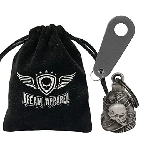 Dream Apparel Flag & Skull Guardian Angel Motorcycle Bell - Ride with Protection thumbnail 2