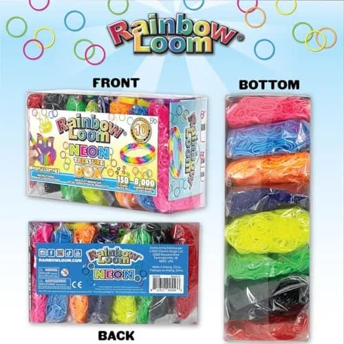 Rainbow Loom Treasure Box Neon Edition - 8000 Neon Rubber Bands & 150 C-Clips | 355.6 cm (14 in) Width thumbnail 2
