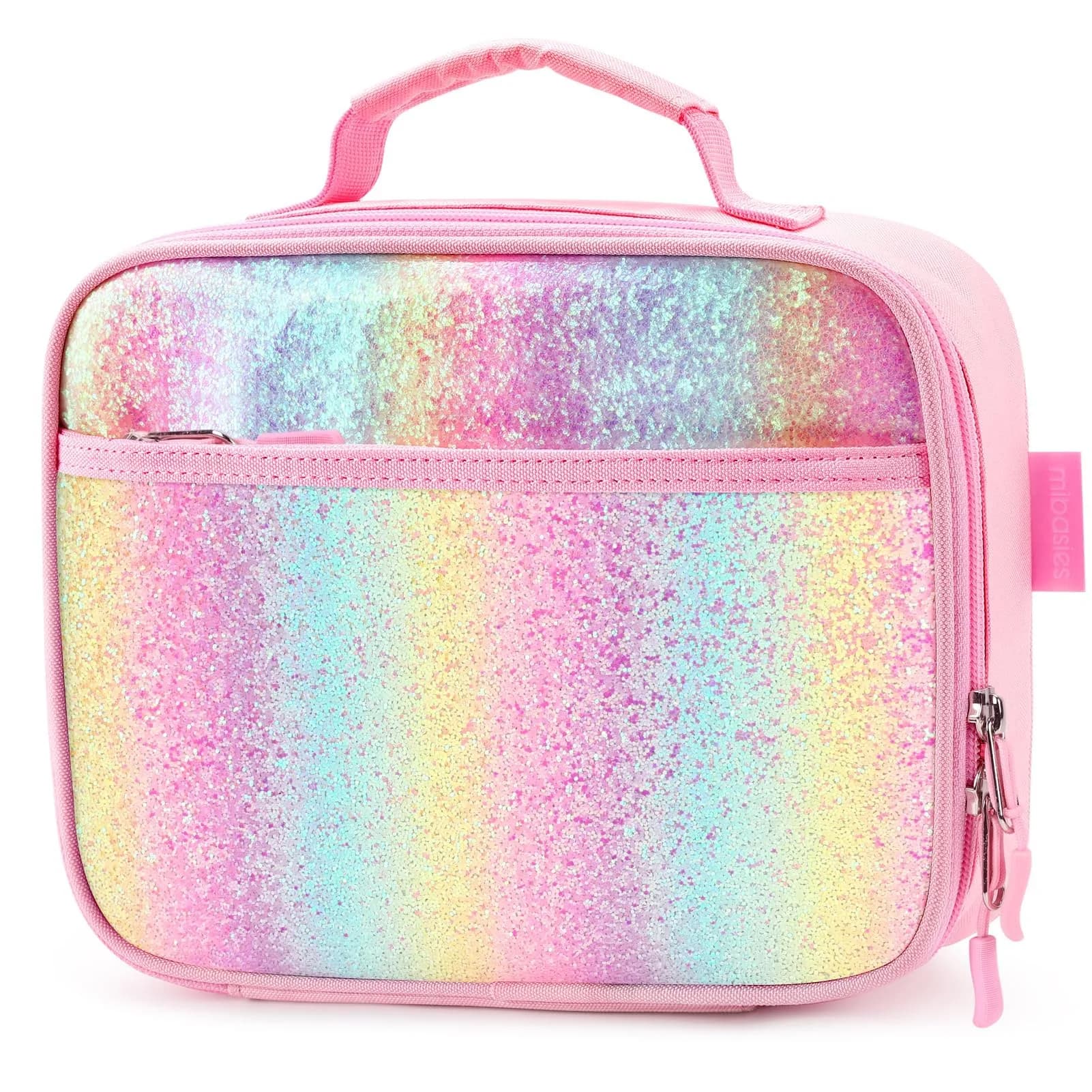 mibasies Kids Lunch Box for Girls, Pink Blue Rainbow Pattern | Insulated Lunch Bag School Kindergarten - main product image