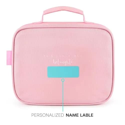 mibasies Kids Lunch Box for Girls, Pink Blue Rainbow Pattern | Insulated Lunch Bag School Kindergarten thumbnail 4