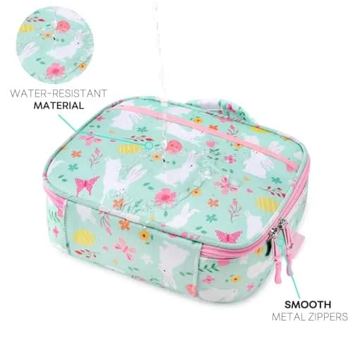 mibasies Kids Lunch Box for Girls, Insulated Lunch Bag School Kindergarten Rabbit Mint Green | Durable & Easy-Clean thumbnail 5