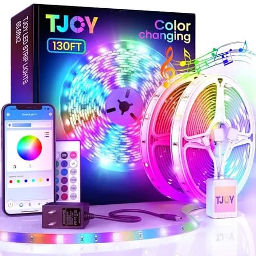 TJOY 130ft Bluetooth LED Strip Lights | RGB Color Changing, Music Sync, App Control, Indoor Use thumbnail 1