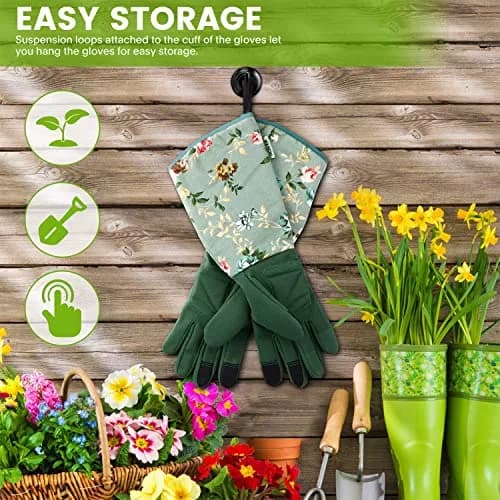 WANCHI Women's Small Gardening Gloves,Long Sleeve Protective Gloves,Green thumbnail 5