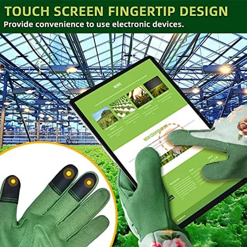 WANCHI Women's Small Gardening Gloves,Long Sleeve Protective Gloves,Green thumbnail 6