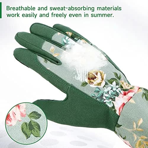 WANCHI Women's Small Gardening Gloves,Long Sleeve Protective Gloves,Green thumbnail 7