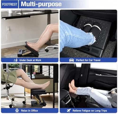 Leermart Adjustable Under Desk Footrest 32.3cm (12.7") | Ergonomic Support for Home & Office thumbnail 6