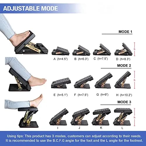 Leermart Adjustable Under Desk Footrest 32.3cm (12.7") | Ergonomic Support for Home & Office thumbnail 4