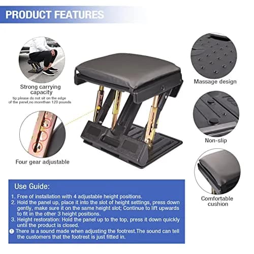 Leermart Under Desk Footrest 4-Level Adjustable Foldable Footrest | Ergonomic Support for Office & Home (70-120 chars) thumbnail 3