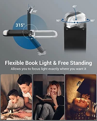 DEWENWILS USB Rechargeable Book Reading Light, LED Clip on Booklight Black | Eye-protection, 8H Battery, Portable thumbnail 4