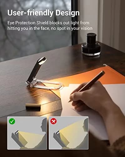 DEWENWILS USB Rechargeable Book Reading Light, LED Clip on Booklight Black | Eye-protection, 8H Battery, Portable thumbnail 5
